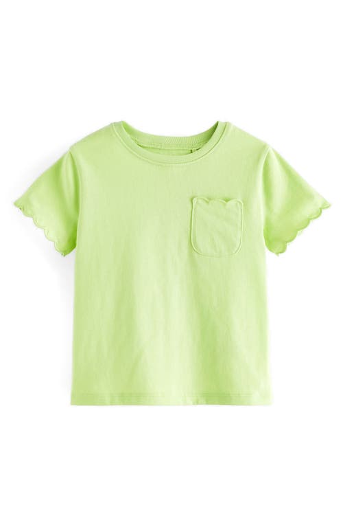 NEXT Kids' Scallop Accent Cotton Pocket T-Shirt Soft Neon Green at Nordstrom,