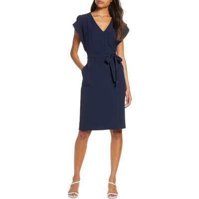 Eliza J Ruffle Sleeve Sheath Dress, 8 (similar to 1) - Blue