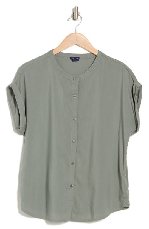 Shop Splendid Provence Rolled Sleeve Button-up Top In Army