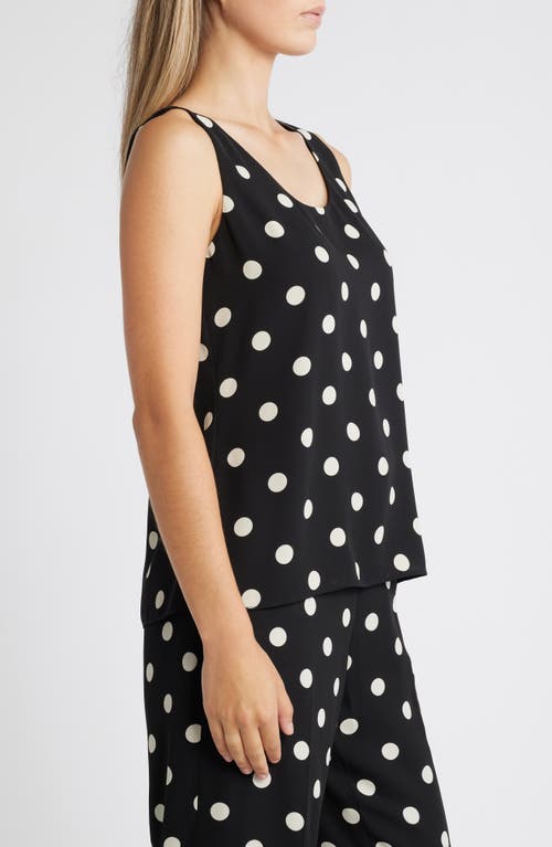 Shop Anne Klein Polka Dot Scoop Neck Shell In Anne Black/anne White