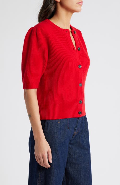 Frame Shrunken Rib Wool & Cashmere Cardigan In True Red