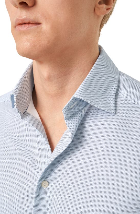 Shop Eton Slim Fit 4flex Microprint Dress Shirt In Pastel Blue