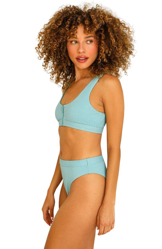 Dippin Daisys Wave Front Zipper Closure Bikini Top In Surf Rider