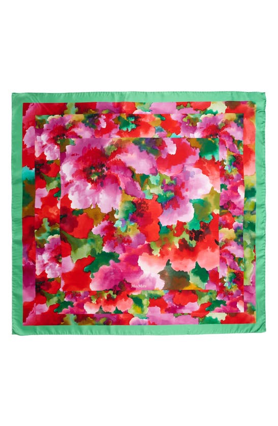 Max Mara Aloesj2 Floral Silk Square Scarf In Pink Multi
