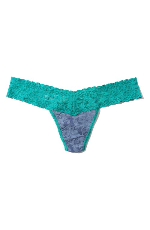 Shop Hanky Panky Signature Lace Low Rise Thong In Teal/blue