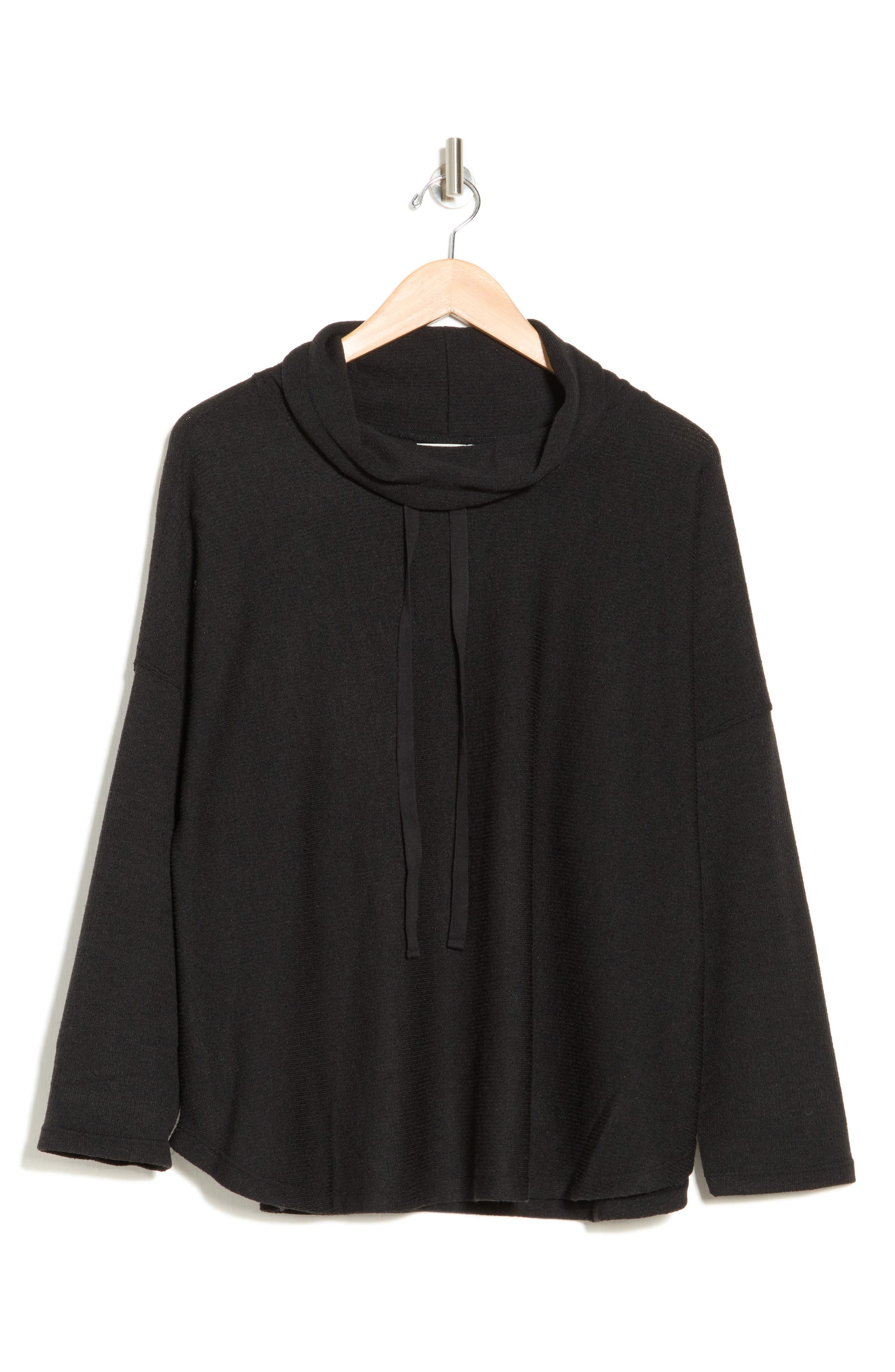 Max Studio Funnel Neck Pullover In Black