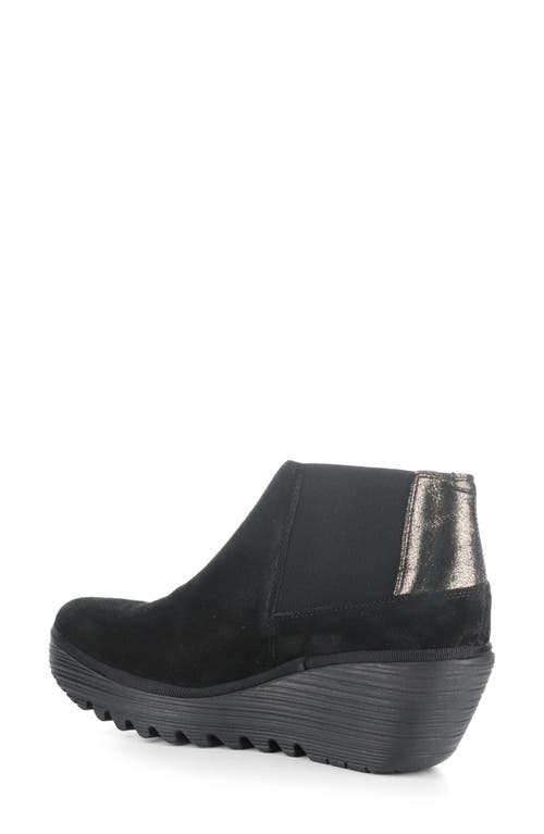 Shop Fly London Yego Wedge Bootie In Black/graphite Oil/cool