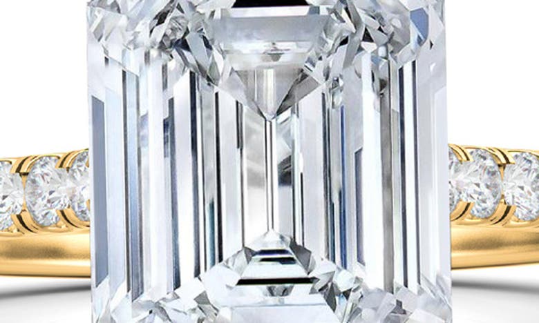 Shop Hautecarat Emerald Cut & Pavé Lab Created Diamond 18k Gold Ring In 18k Yellow Gold