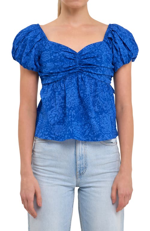 Floral Cutout Bow Tie Top in Blue