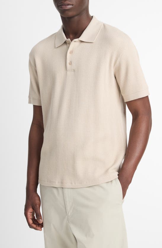 Shop Vince Textured Stretch Cotton Polo In Dark Morning Haze