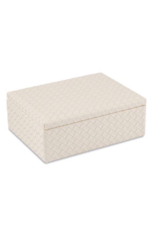 Bey-Berk Anastasia Woven Leather Trinket Box in Cream 