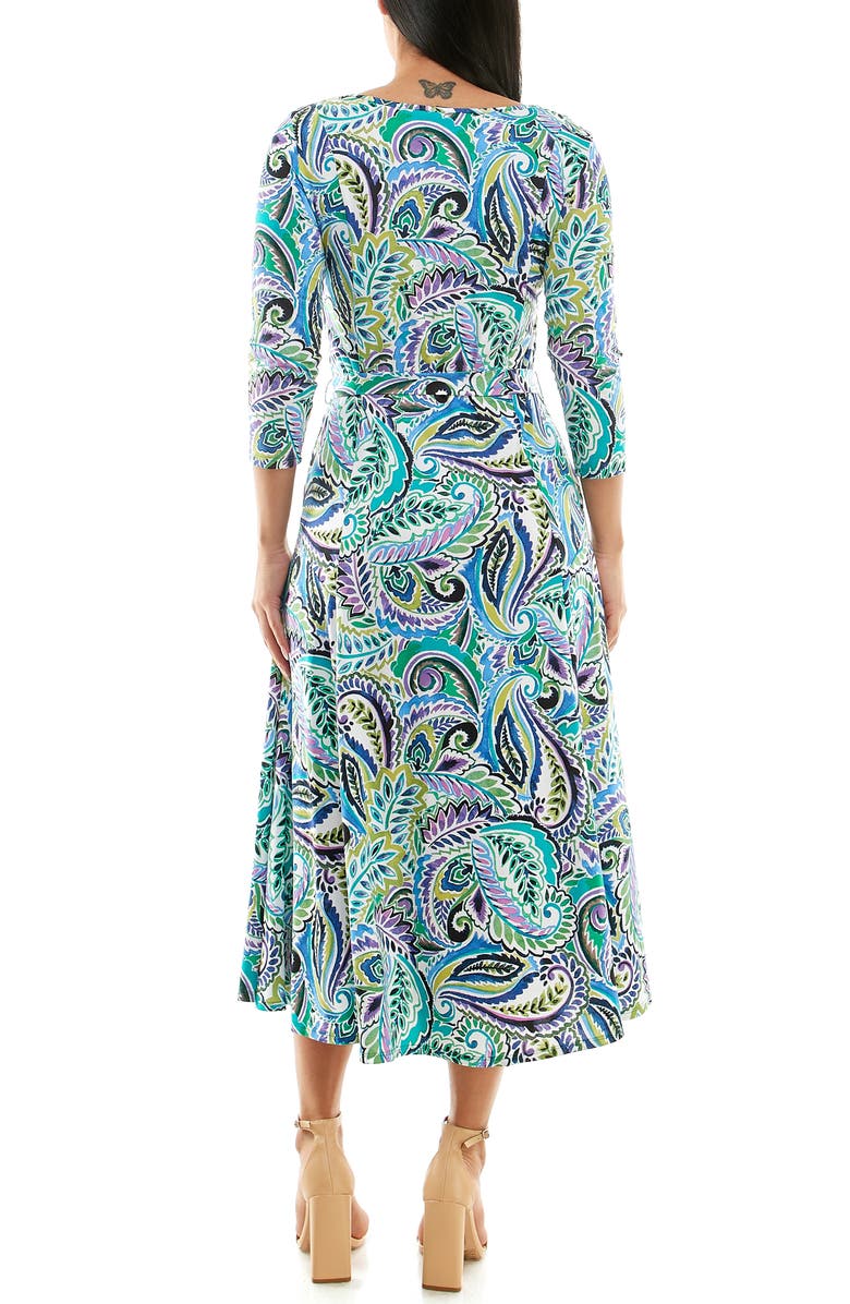 Nina Leonard Crewneck Three-Quarter Sleeve Midi Dress | Nordstromrack