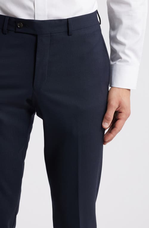 Shop Jack Victor Patrick Flat Front Stretch Wool Dress Pants In Navy