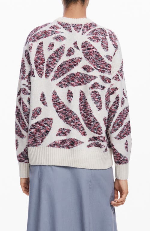 Desigual Leaf Print Sweater In Mix