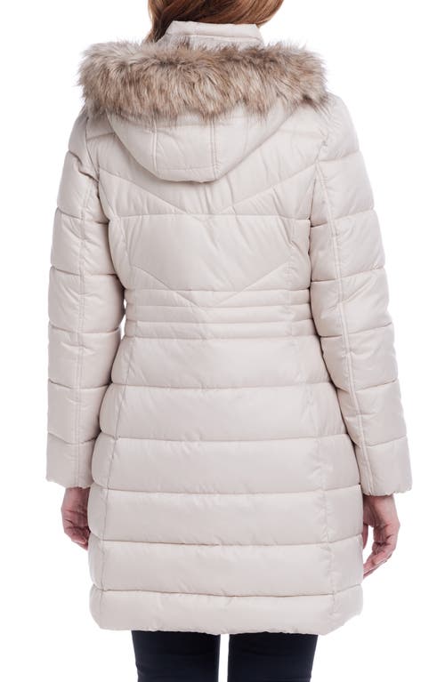 Shop Gallery Water Resistant Puffer Coat With Faux Fur Trim Removable Hood In Peyote