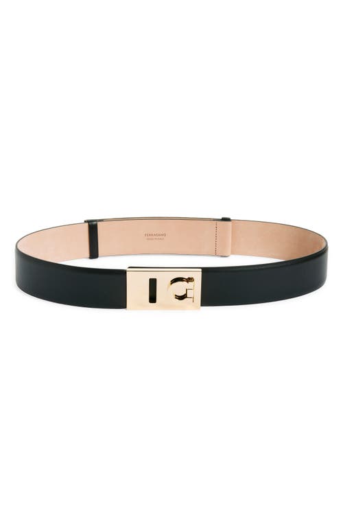 Shop Ferragamo Hug Expandable Leather Belt In Nero/naturale