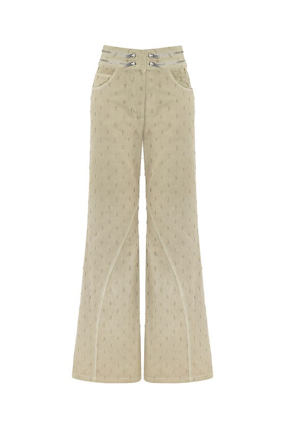 Nocturne Wide Leg Jeans With Zipper Detail At Waist In Neutral
