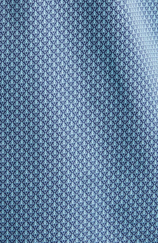 Shop Peter Millar Crown Lite Ranger Abstract Print Short Sleeve Button-up Shirt In Atlantic Blue