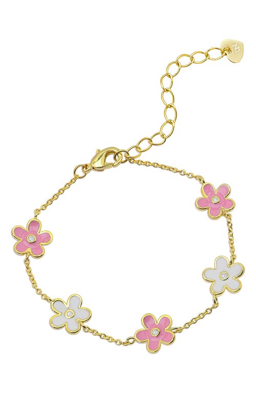 Shop Lily Nily Kids' Floral Station Bracelet In Pink/white