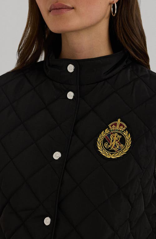 Shop Lauren Ralph Lauren Crest Detail Quilted Vest In Black