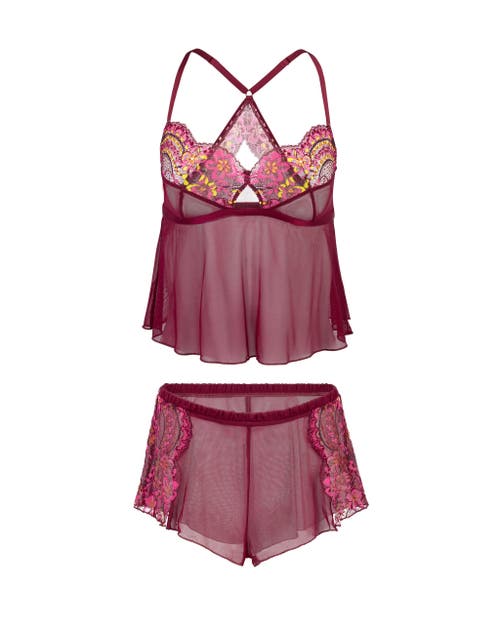 Shop Adore Me Blake Camisole & Shorts Set Lingerie In Floral Red