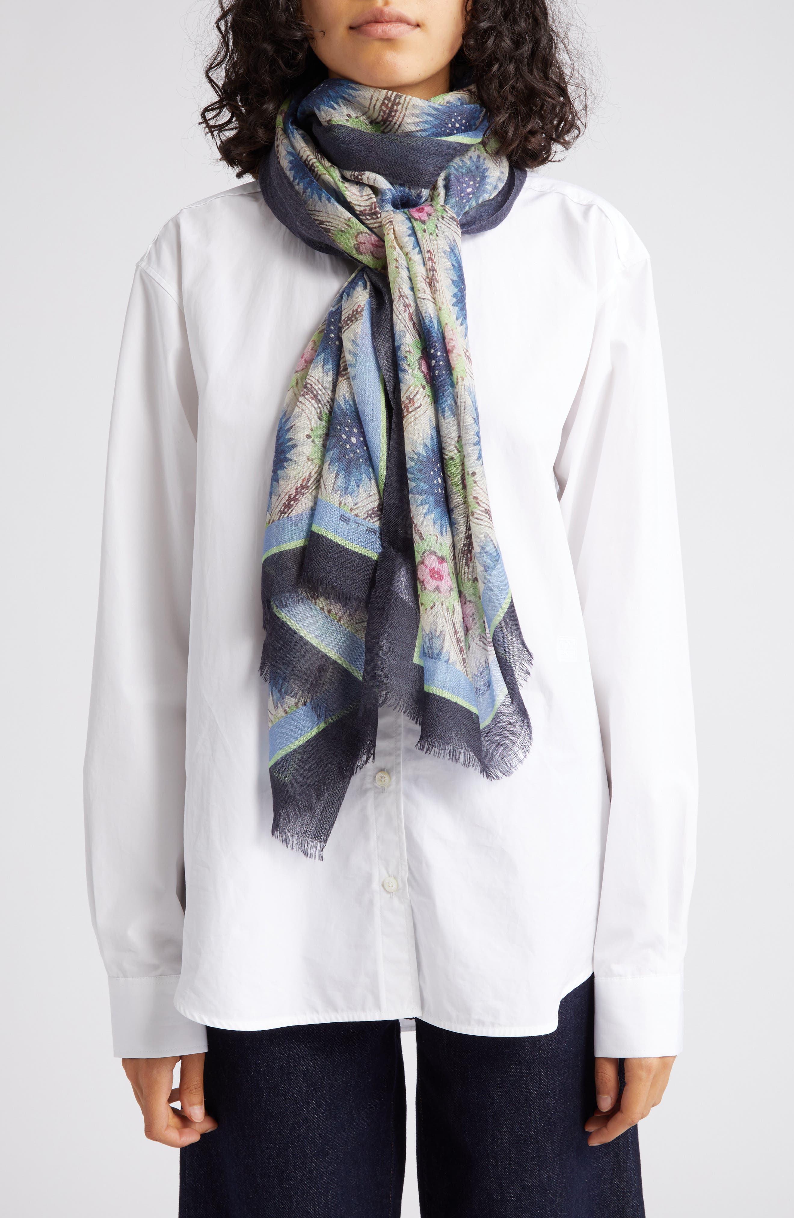 Cashmere & 2024 Silk Viola Printed Scarf