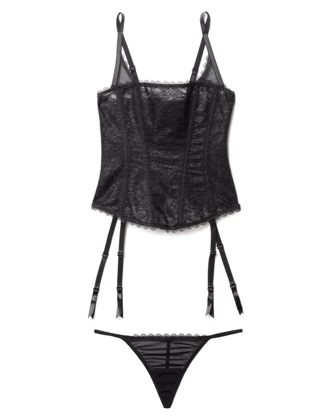 Shop Adore Me Vira Corset & G-string Set In Black