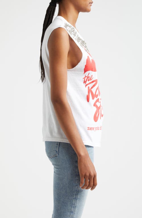 Alice And Olivia Micah Embell Muscle Tank In Off White/multi