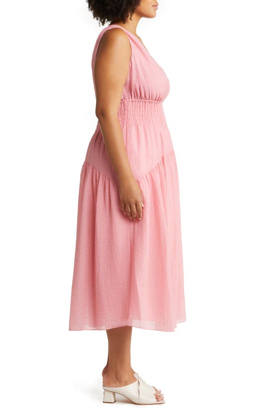 Vince Smocked Tiered Midi Dress In Rosetta