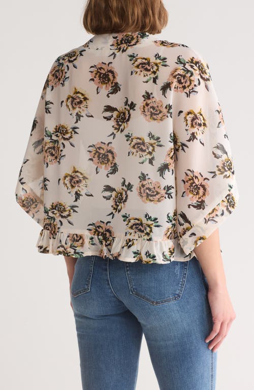 Bcbgeneration Rose Print Cardigan In White Neutral