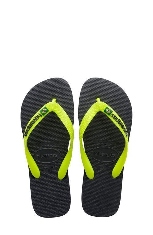 Havaianas Kids' Brazil Logo Flip Flop in New Graphite