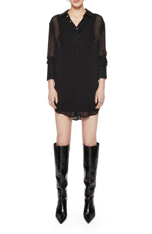 Rebecca Minkoff Ophelia Tie Neck Long Sleeve Button-Up Top True Black at Nordstrom,