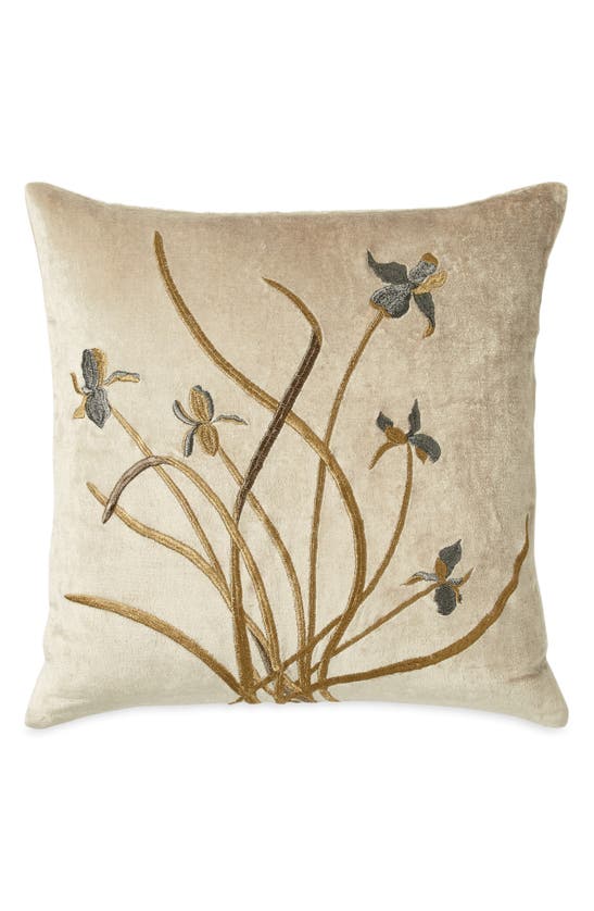 Michael Aram Iris Embroidered Velvet Accent Pillow In Linen