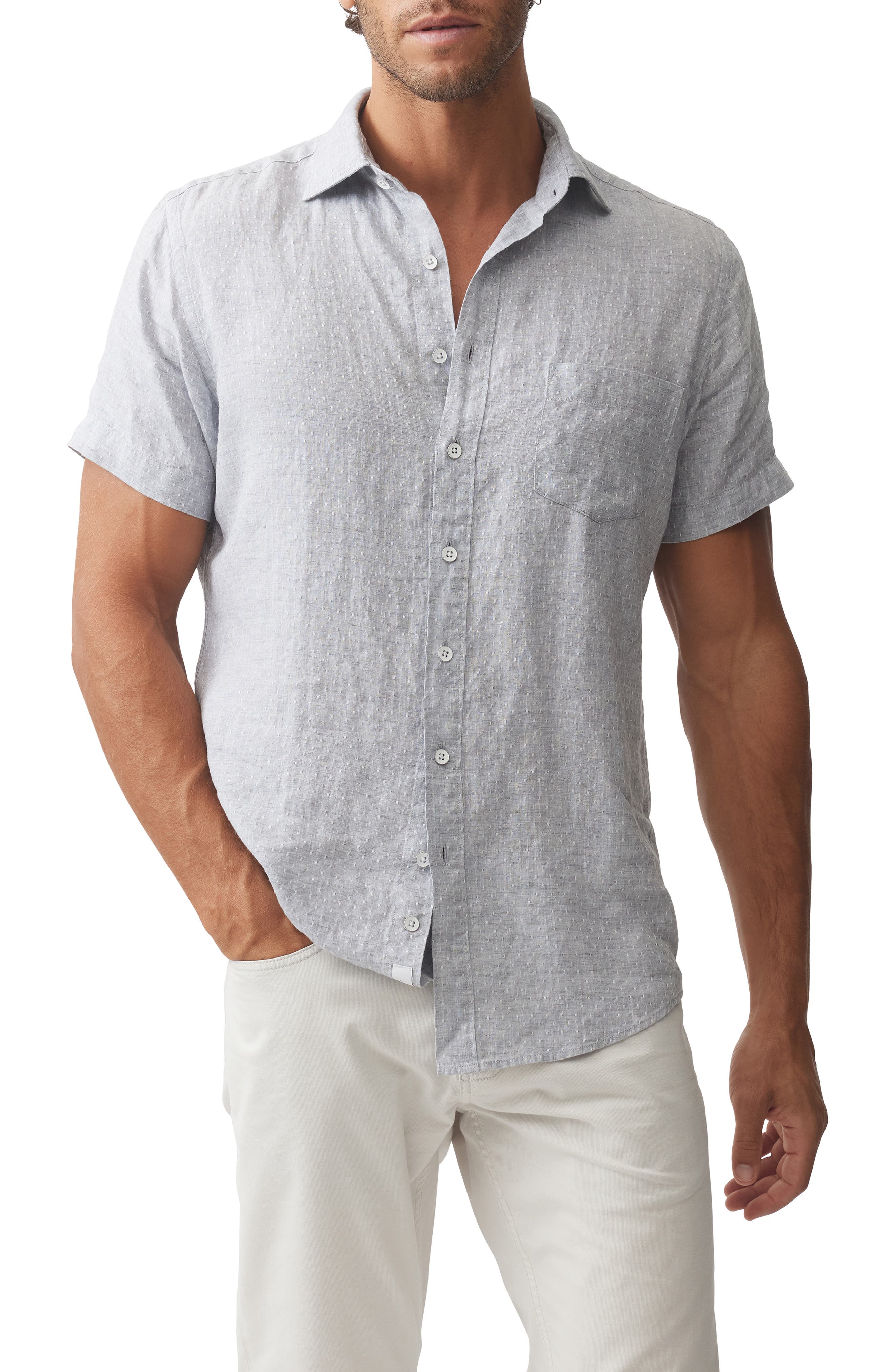 light grey button up