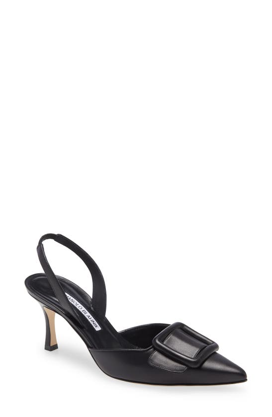 MANOLO BLAHNIK MAYSLI BUCKLE SLINGBACK POINTED TOE PUMP