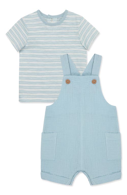 Little Me Stripe T-shirt & Overalls Set In Blue
