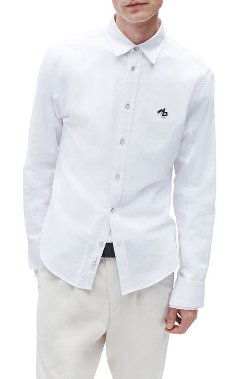 rag & bone Tomln Logo Patch Cotton Button-Up Shirt White at Nordstrom,