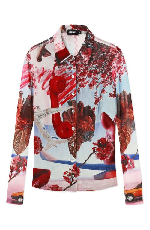 Desigual Printed Shirt M. Christian Lacroix In Red Blue Mix