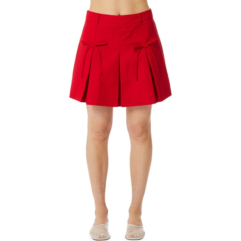 Find Me Now Pleated Bow Miniskirt In Red