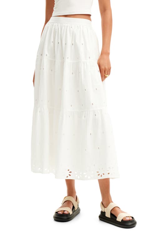 Fal Vicenza Eyelet Midi Skirt in White
