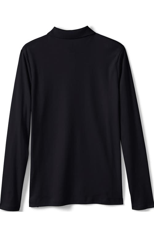 Shop Lands' End School Uniform Girls Long Sleeve Feminine Fit Interlock Polo Shirt In Black