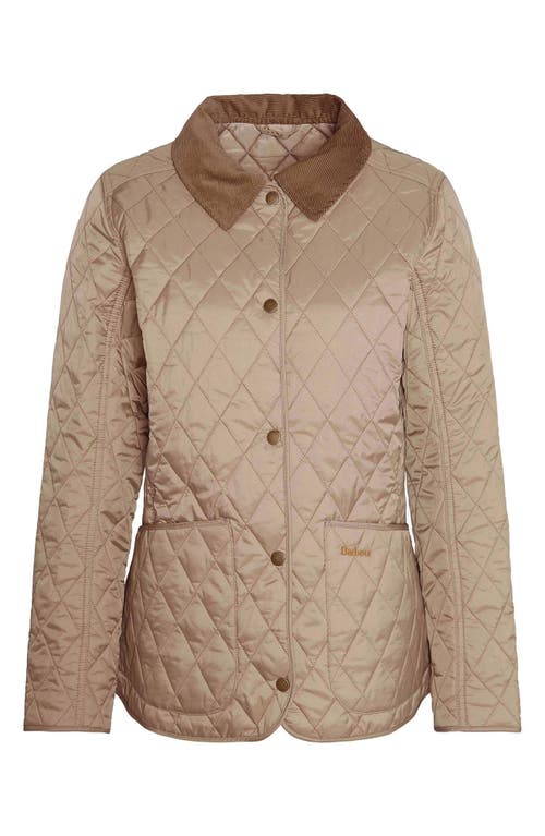 Barbour Corduroy Collar Quilted Jacket In Sand Dune