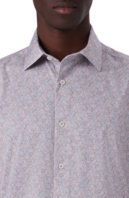 Shop Bugatchi Miles Ooohcotton® Floral Short Sleeve Button-up Shirt In Aloe