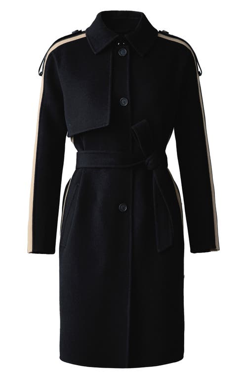 Shop Mackage Aliza Wool Trench Coat In Black