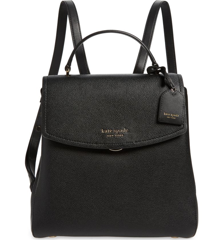 KATE SPADE NEW YORK thompson medium pebbled leather backpack, Main, color, BLACK