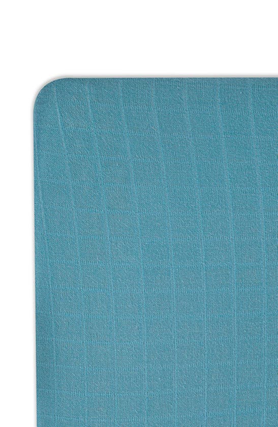 Shop Crane Baby Cotton Muslin Fitted Crib Sheet In Blue