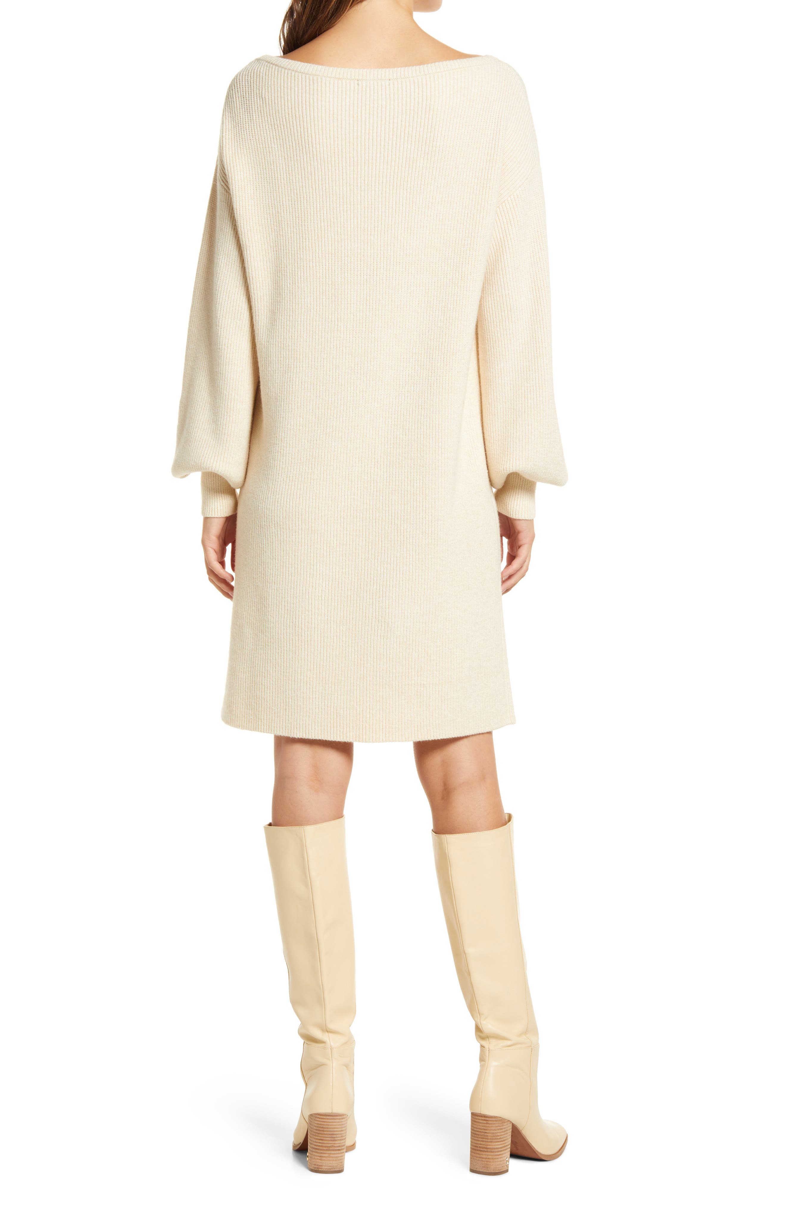 sweater dress with puff sleeves