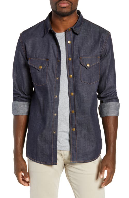 Billy Reid Distressed Denim Slim Fit Western Shirt in Dry 