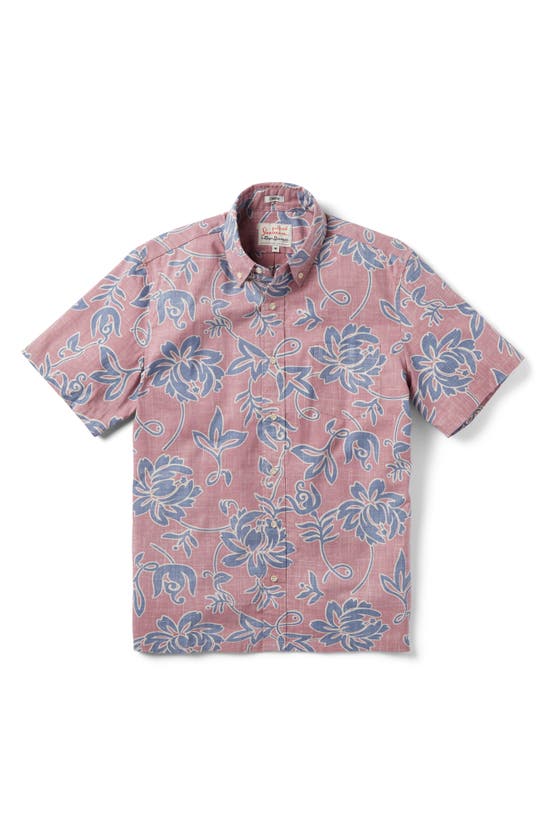 Shop Reyn Spooner X Alfred Shaheen Classic Pareau Classic Fit Floral Short Sleeve Button-down Shirt In Faded Ginger