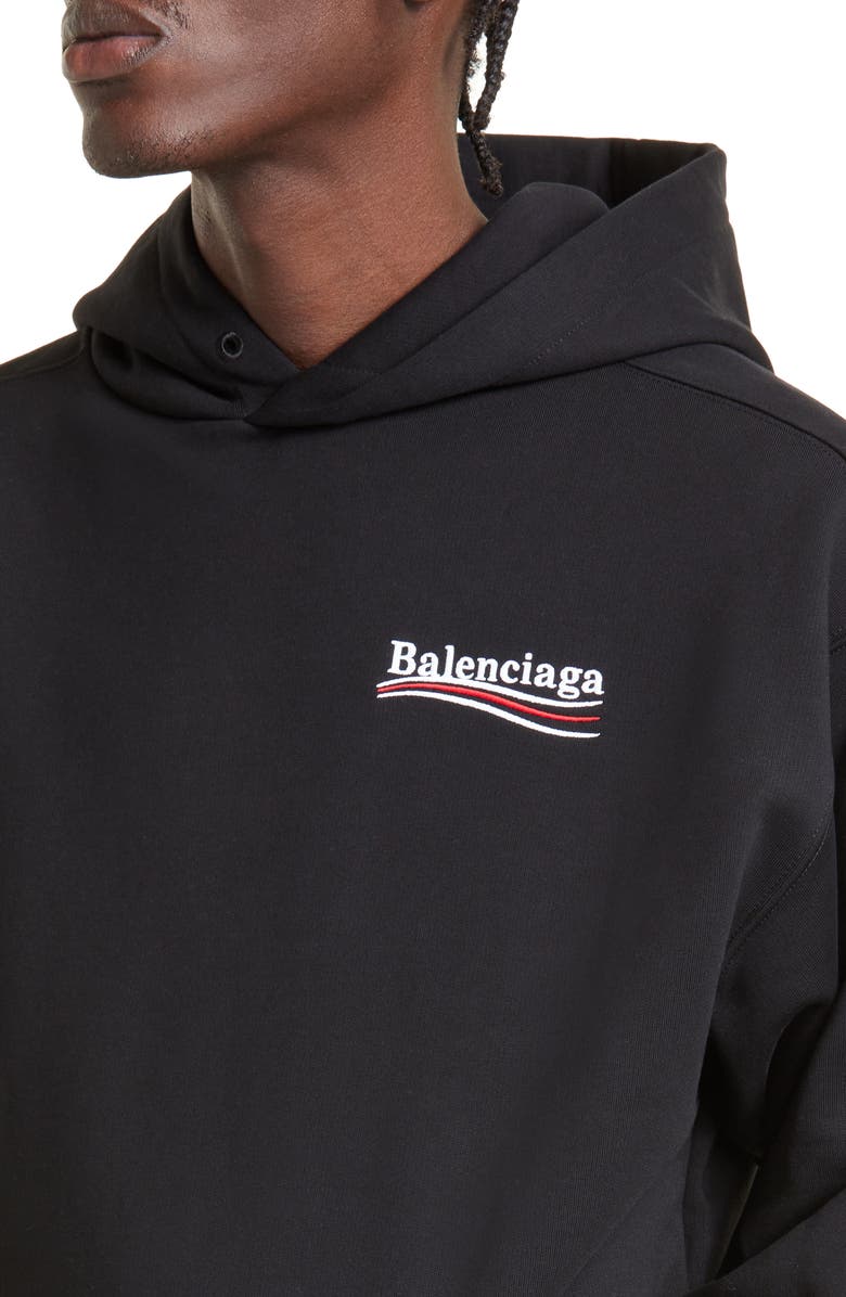 Balenciaga Campaign Embroidered Logo Medium Fit Cotton Hoodie 